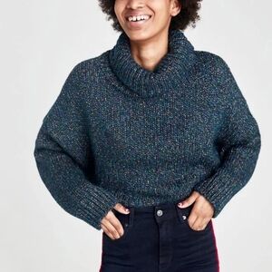 Zara Knit Italian Yarn Multicolor Chunky Turtleneck Sweater Medium